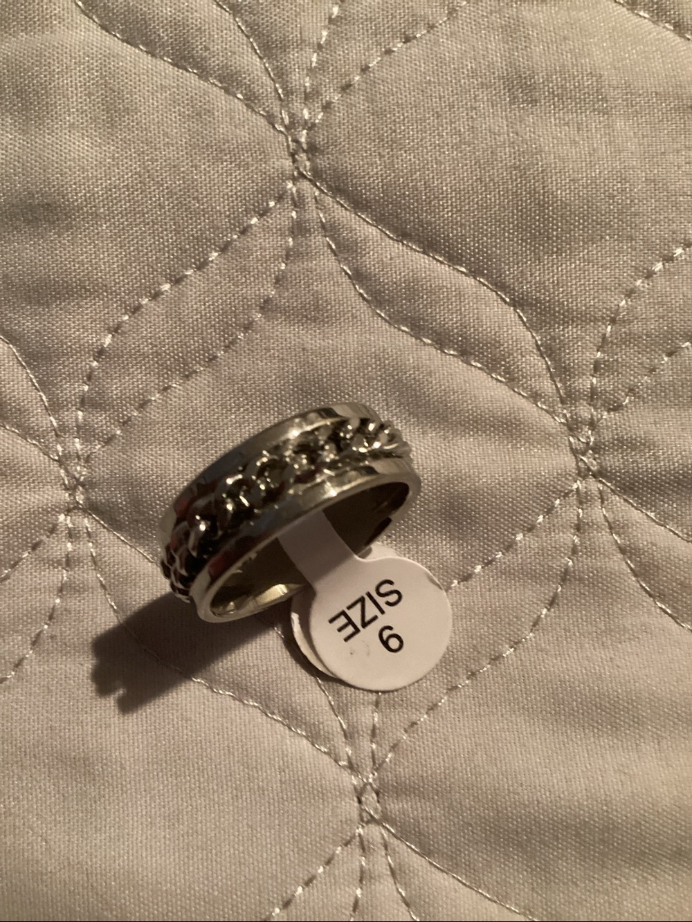 Silver Chain-Accent Men’s Ring